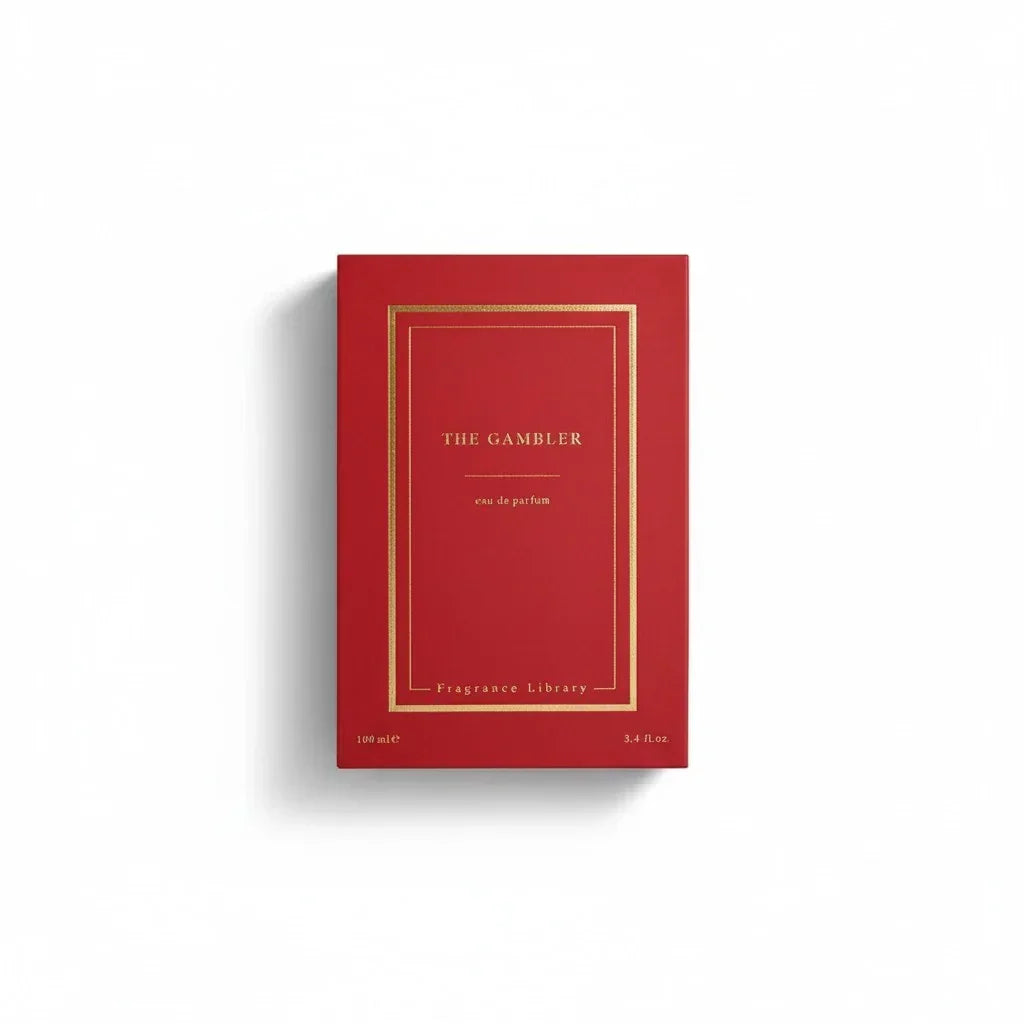 Rote Verpackung des Fragrance Library The Gambler Eau de Parfum.