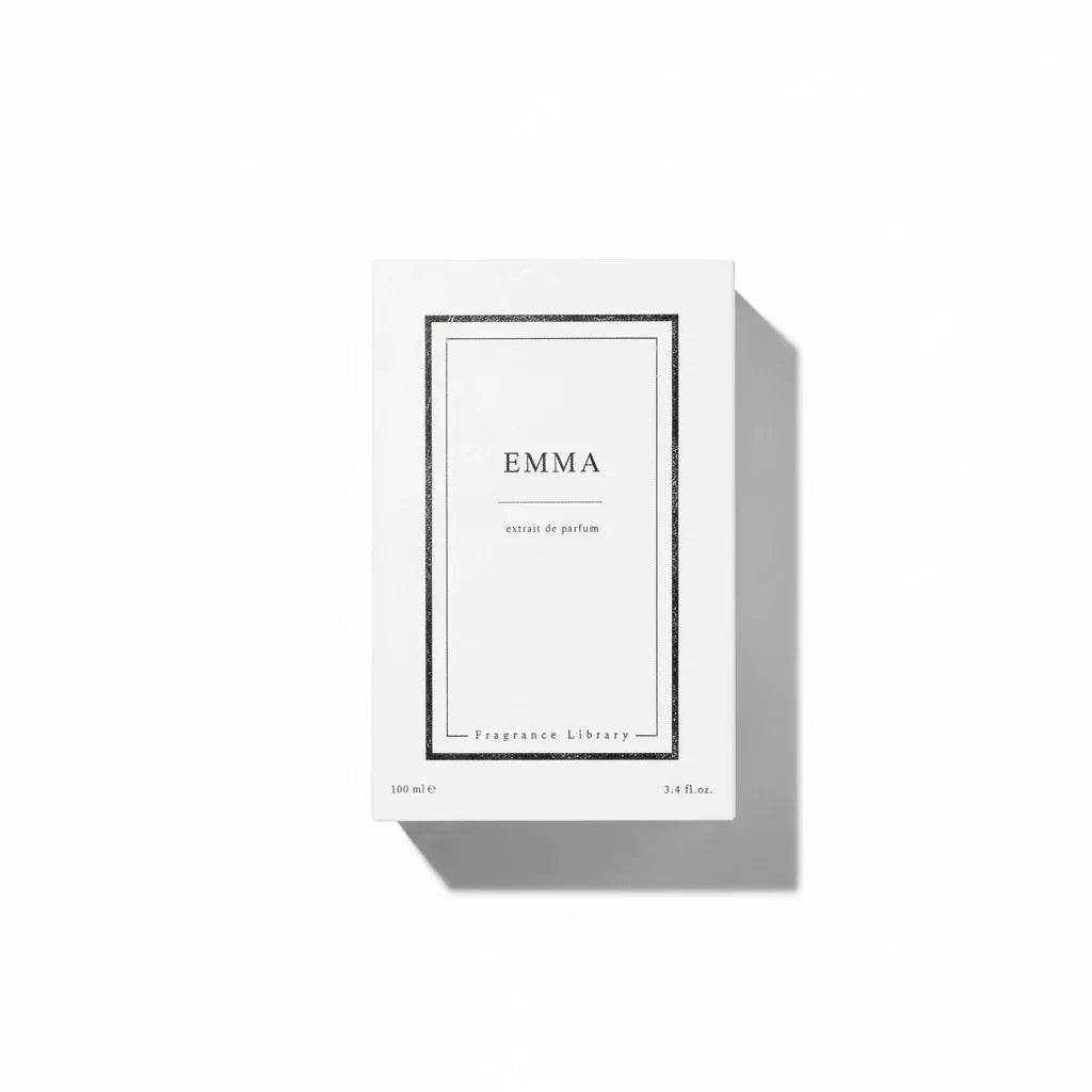Weiße Verpackung des Fragrance Library Emma Extrait de Parfum, 100 ml.