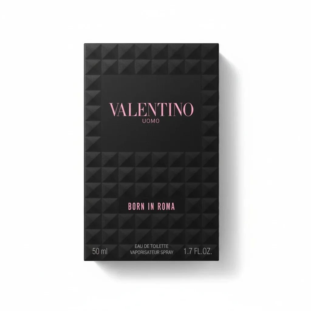 Schwarze Verpackung von Valentino Uomo Born in Roma Eau de Toilette, 50 ml.
