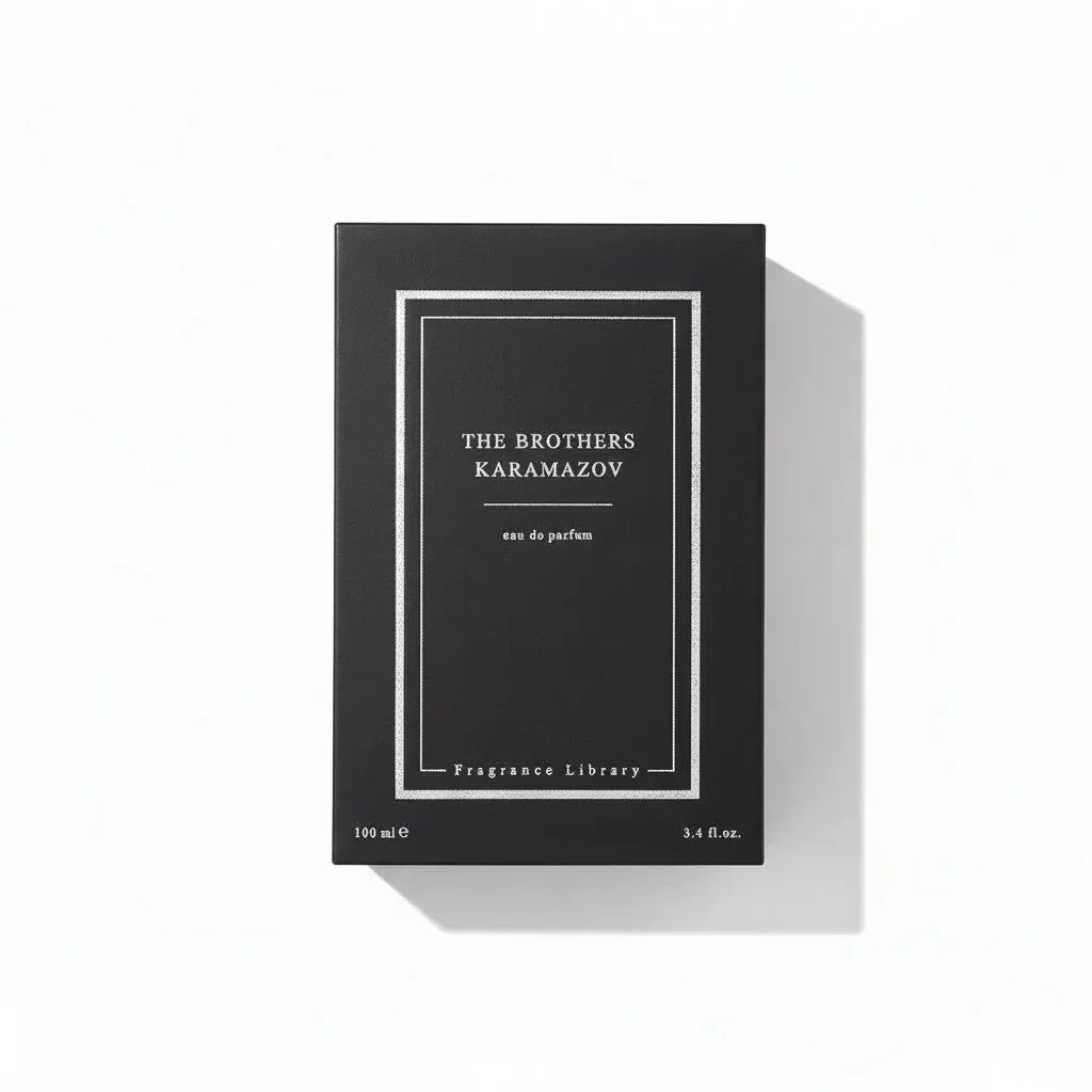 Schwarze Verpackung des Fragrance Library The Brothers Karamazov Eau de Parfum, 100 ml.