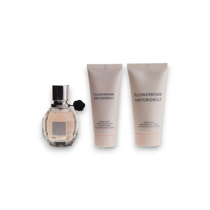 Flowerbomb Duftset mit Eau de Parfum, Body Lotion und Body Cream, luxuriöses Damenparfum