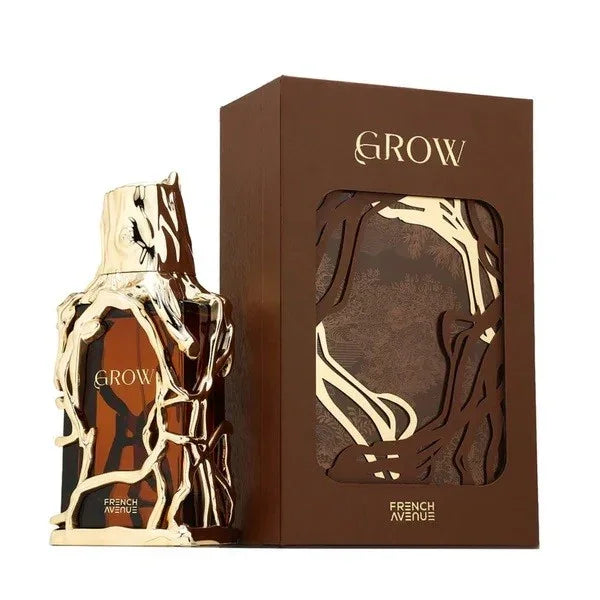 Exklusives Unisex Parfum Grow 100ml, luxuriöser Flakon mit goldener Verzierung, Geschenkbox