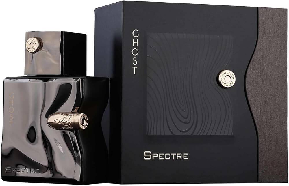 Exklusives Damenparfum Ghost Spectre in eleganter dunkler Flasche und Geschenkbox