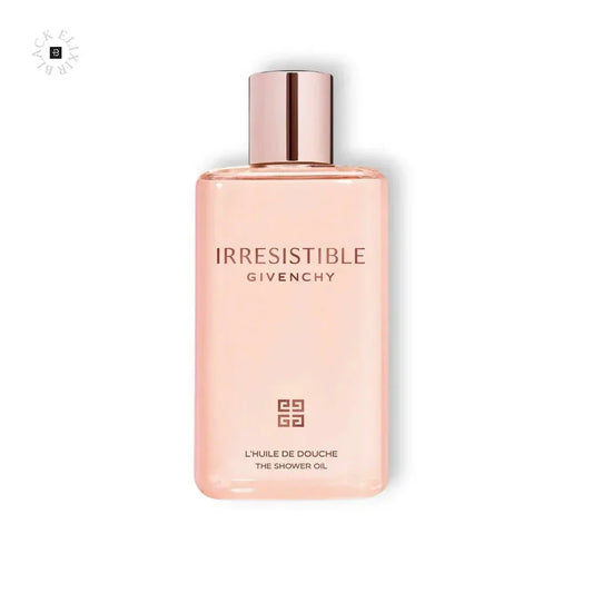 Rosafarbene Flasche Givenchy Irresistible Duschgel für Damen auf weißem Hintergrund.
