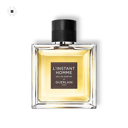 Luxuriöses Herrenparfum in eckigem Glasflakon mit schwarzem Verschluss, L'Instant Homme