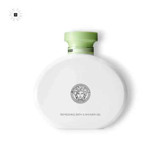 Versace Refreshing Bath & Shower Gel in weißer Flasche mit grünem Deckel, luxuriöse Pflegedusche