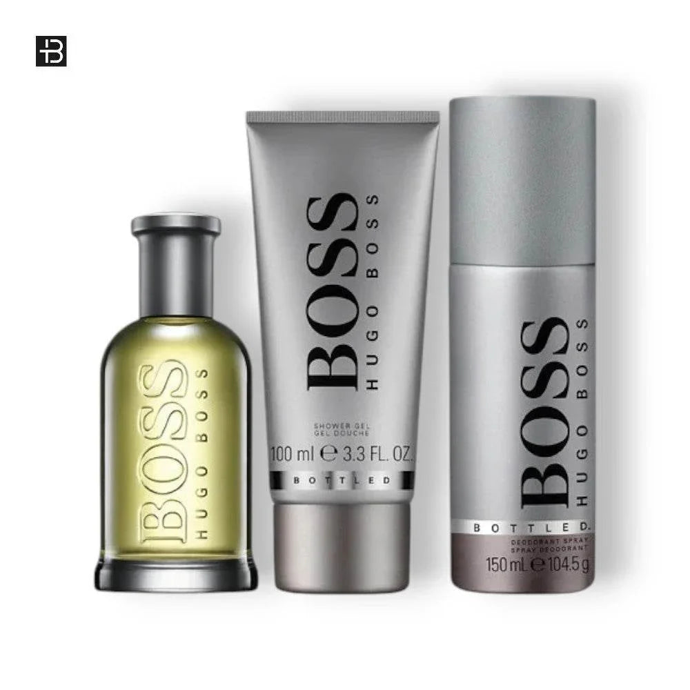 Parfumset mit Eau de Toilette, Duschgel und Deo-Spray, stilvolles Herren Geschenkset