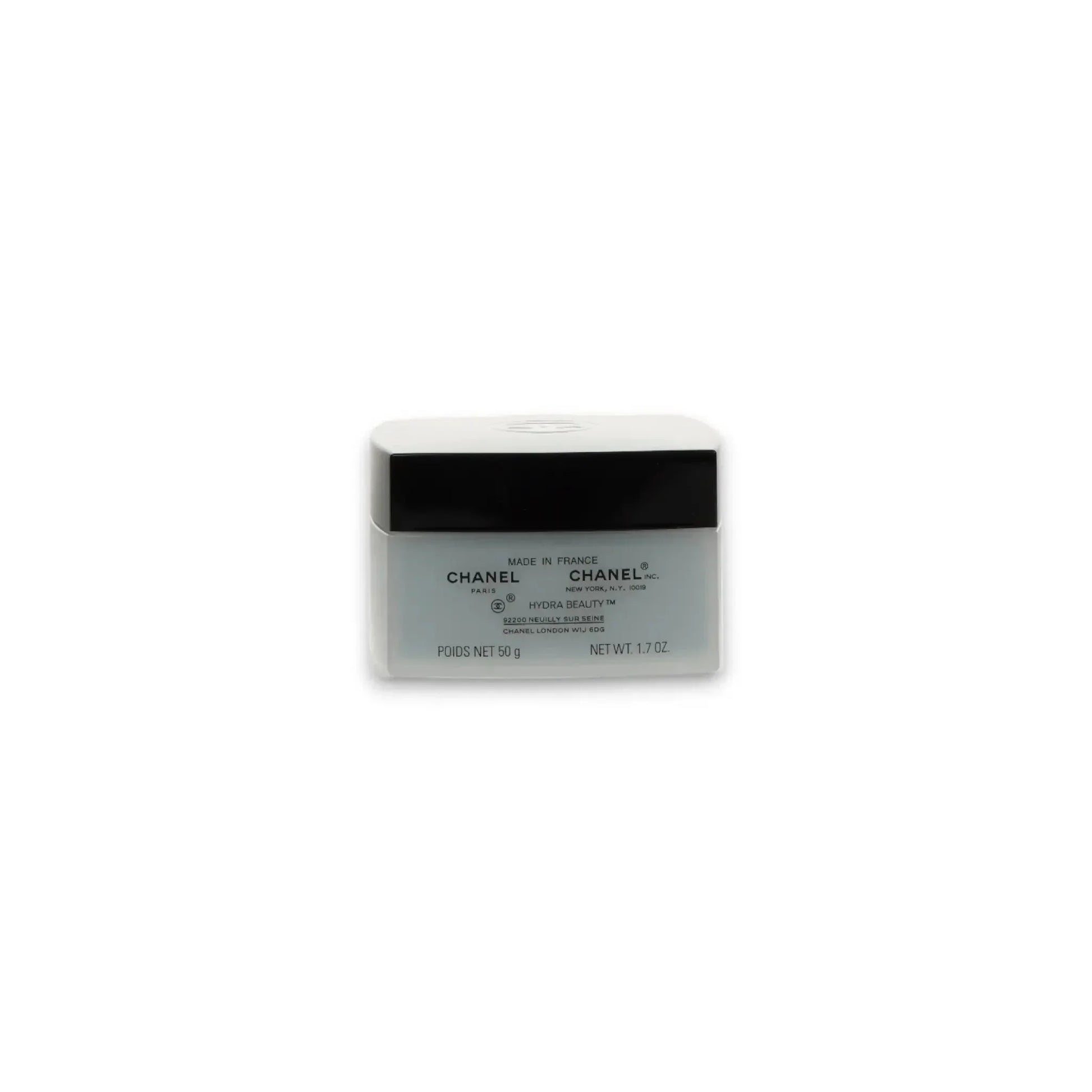 Chanel Hydra Beauty Gel Creme Feuchtigkeitspflege Creme im weißen Tiegel mit schwarzem Deckel