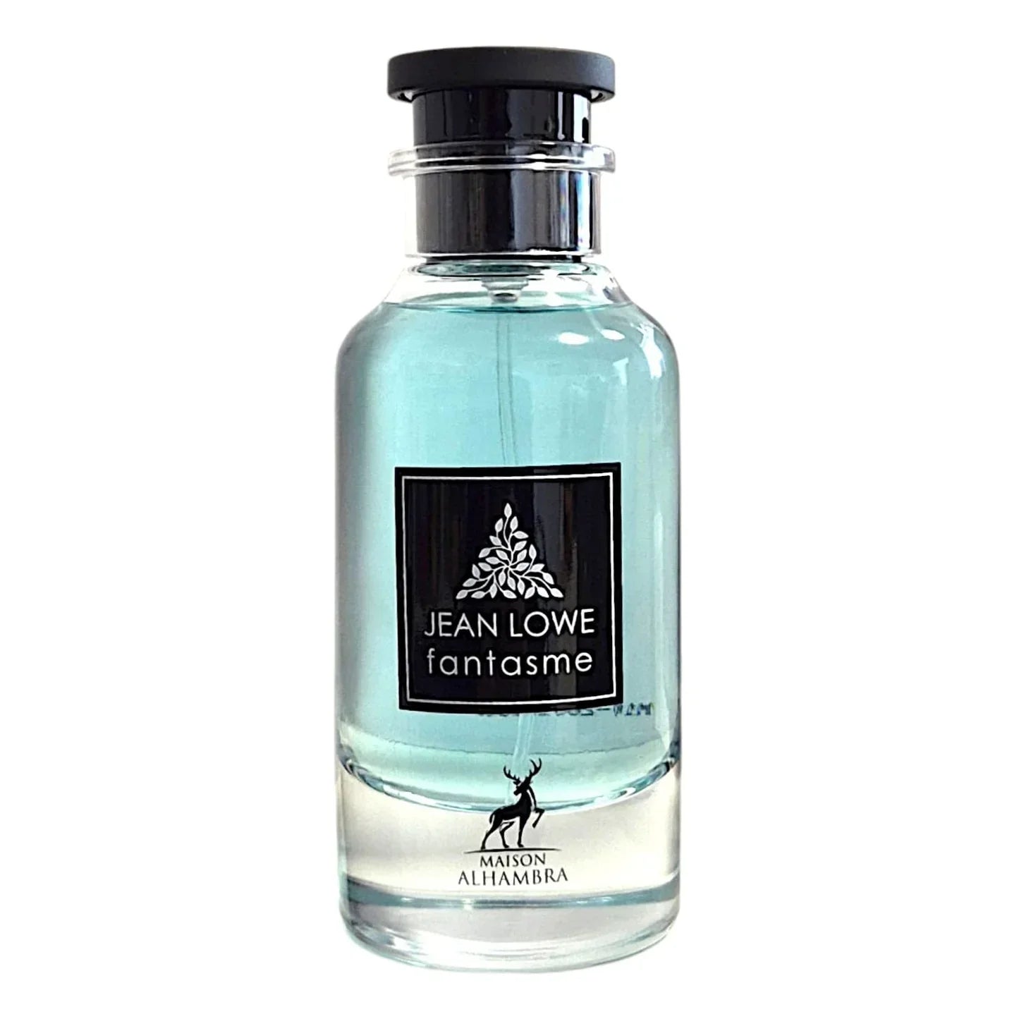 Jean Lowe Fantasme Parfümflasche von Maison Alhambra mit blauem Duft und schwarzem Deckel