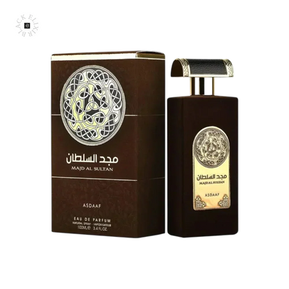 Edles Parfumflakon und Verpackung, Majd Al Sultan, 100ml, orientalischer Duft, luxuriöses Design