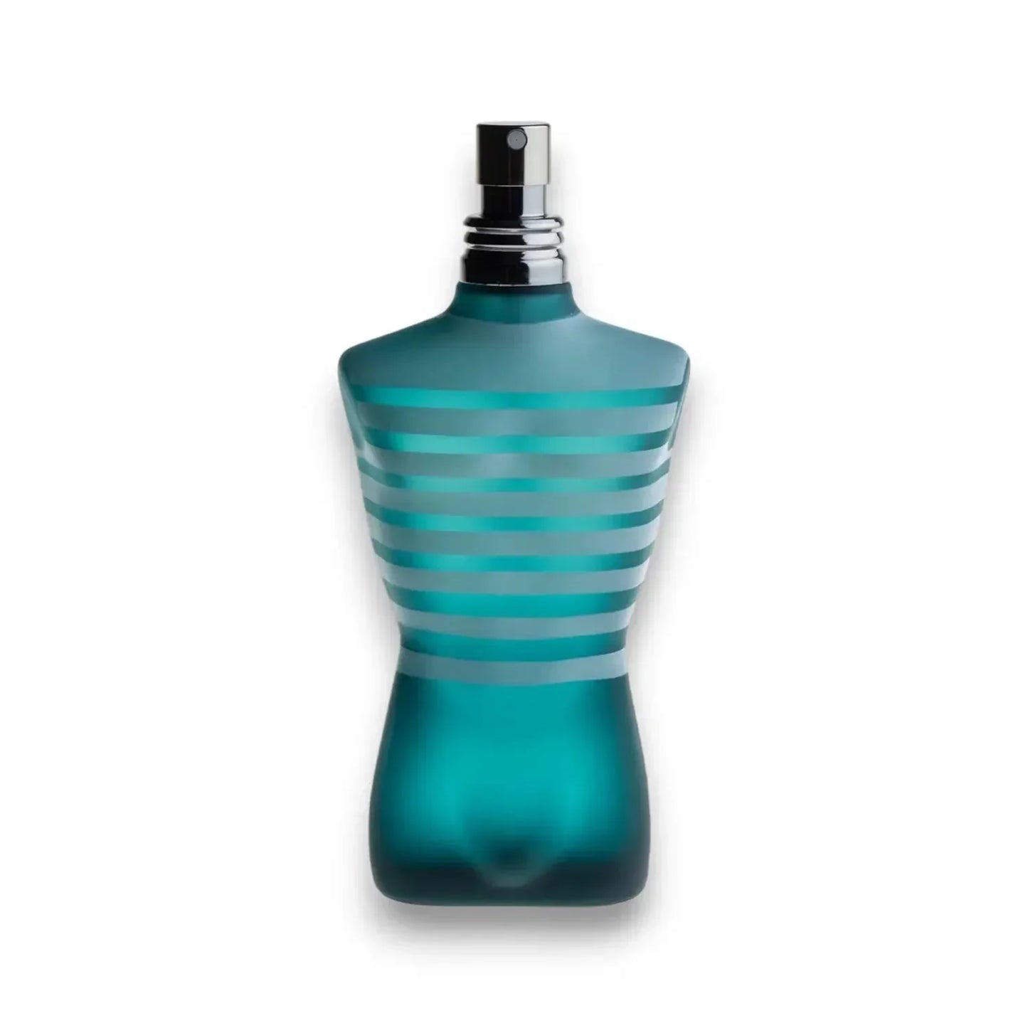 Edles Herrenparfum in türkisfarbener Flakonflasche in Form eines Männerkörpers
