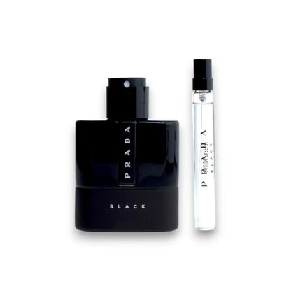 Prada Black Parfüm Duftset, schwarze und durchsichtige Flakons für Herrenparfum