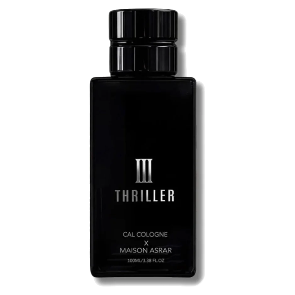 Schwarzer Parfumflakon von Maison Asrar Thriller III Cal Cologne.