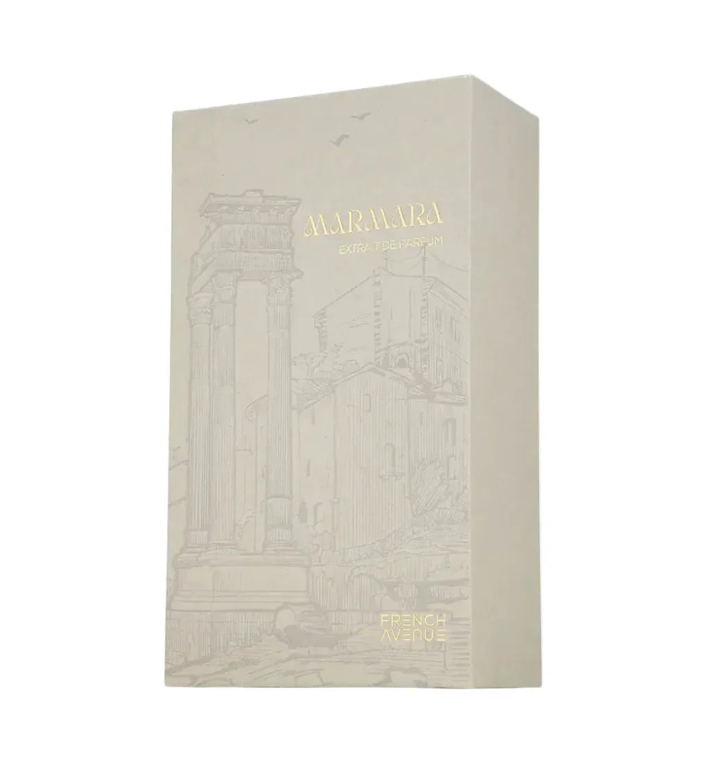 French Avenue Marmara Extrait de Parfum Verpackung mit antiker Architektur-Illustration