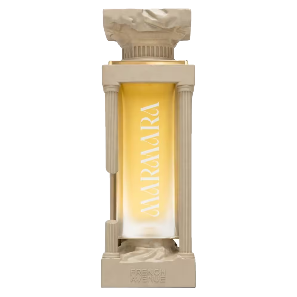 French Avenue Marmara Extrait de Parfum in einem Flakon in Form einer antiken Säule.