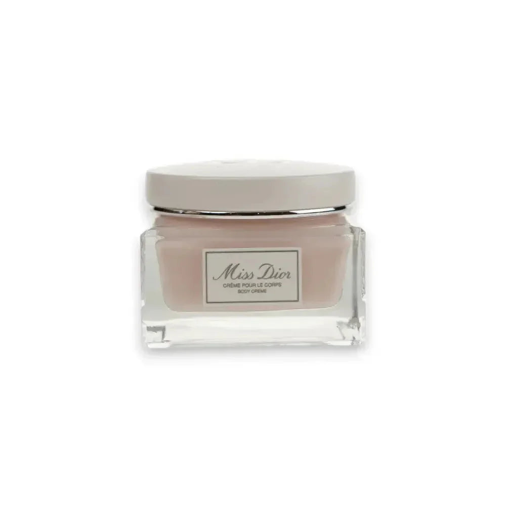 Miss Dior Körpercreme in elegantem Glasbehälter mit weißem Deckel, luxuriöse Pflege