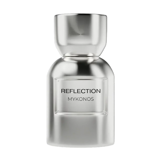 Mykonos Reflection Extrait de Parfum in einem eleganten, silberfarbenen Glasflakon
