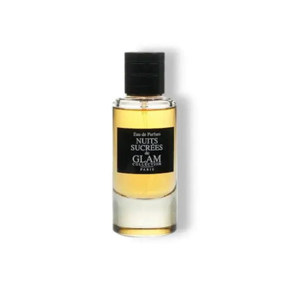 Nuits Sucrées Eau de Parfum Flakon, eleganter Unisex-Luxusduft auf weißem Hintergrund