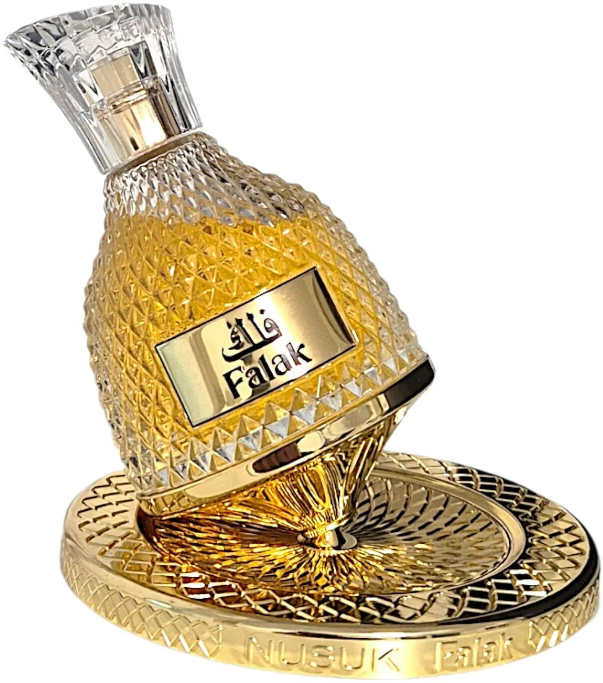Eleganter Falak Eau de Parfum Flakon 100ml mit goldener Verzierung, luxuriöses Parfüm