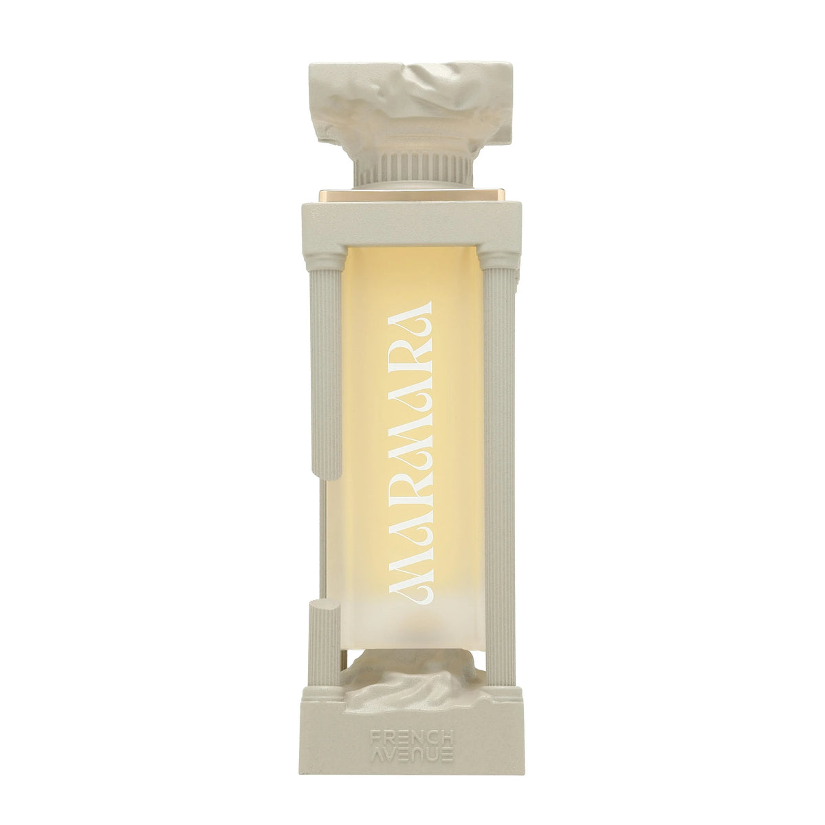 French Avenue Marmara Extrait de Parfum in einem hellbeigen, säulenartigen Flakon.