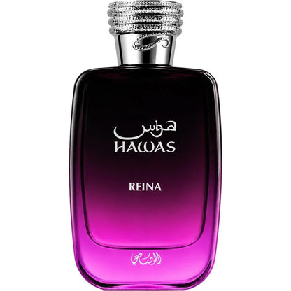 Hawas Reina Luxusparfum mit lila-gradierter Flasche und verziertem Silberdeckel