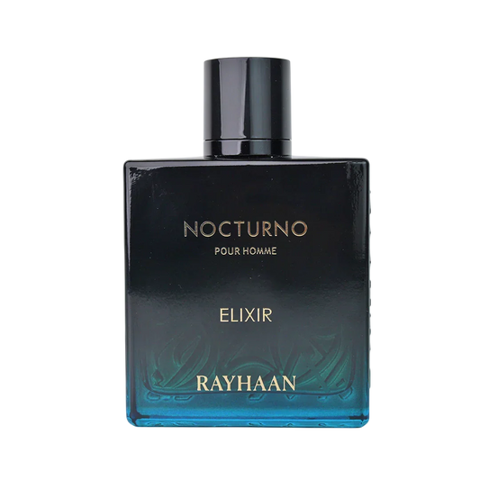 Nocturno Pour Homme Herrenduft Elixir Rayhaan Flakon, luxuriös, dunkles Design