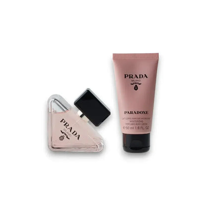 Paradoxe Duftset mit Eau de Parfum und Bodylotion, rosa Flakon und Tube, Damenparfum