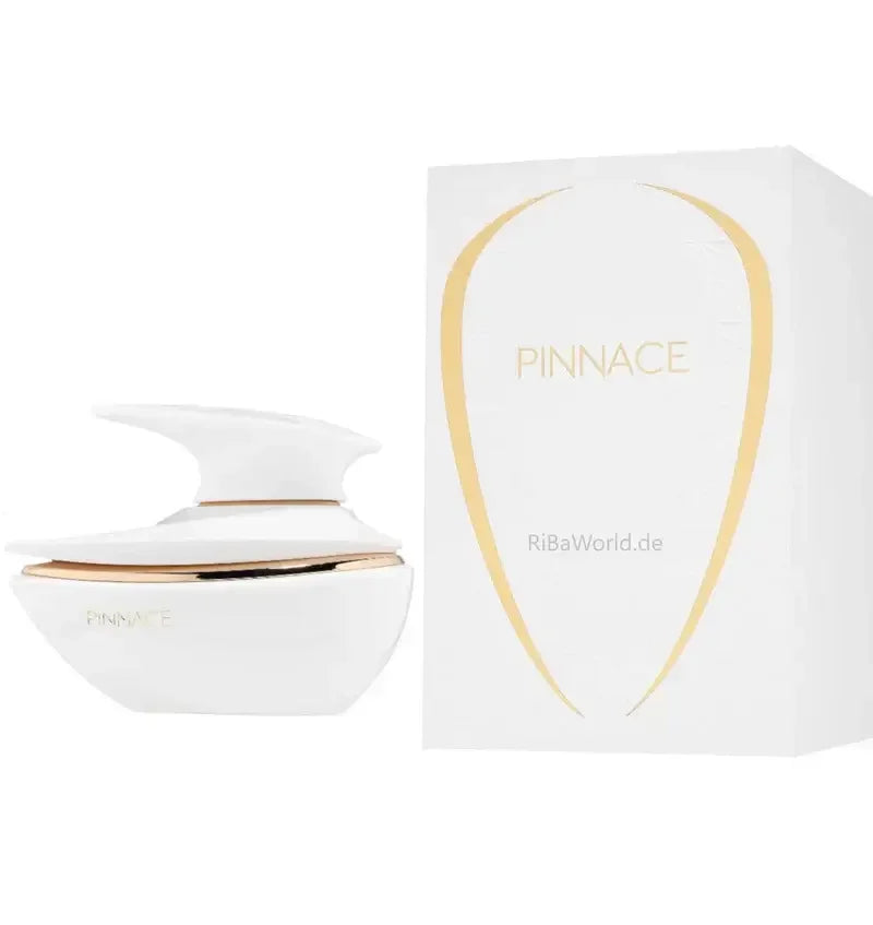 Luxusparfum Pinnace in eleganter weiß-goldener Flasche mit passender Geschenkverpackung