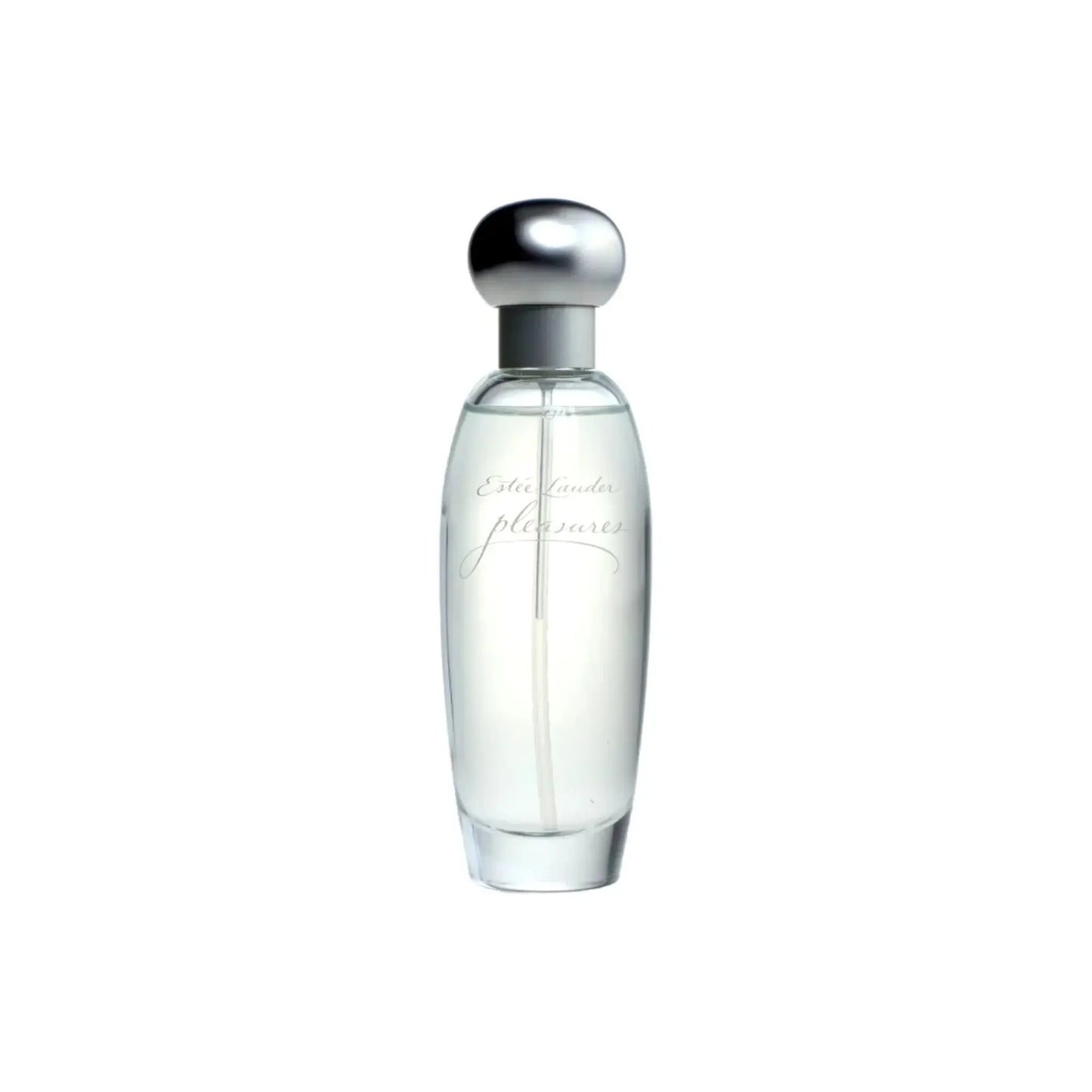 Klares Parfumflakon mit silbernem Verschluss, elegantes Design, Damenparfum