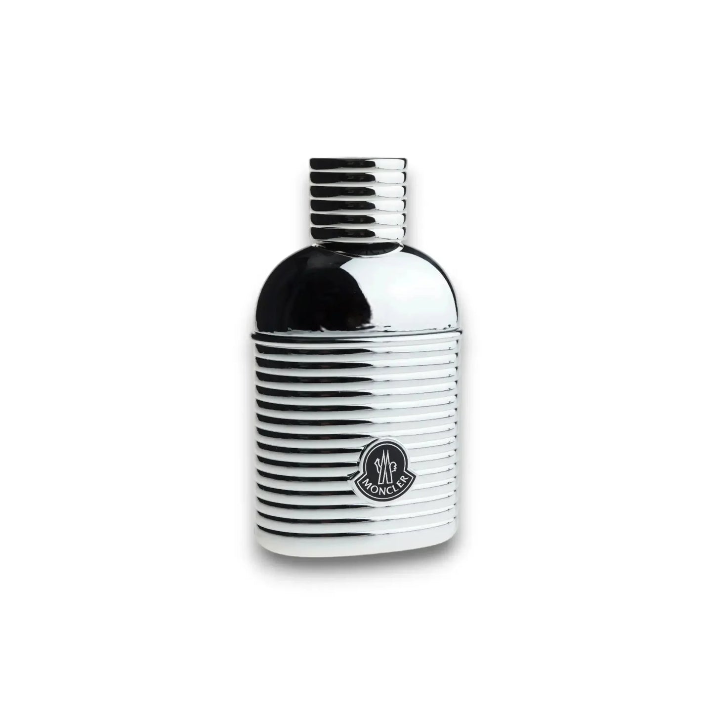 Eleganter Herrenduft in silberner Parfumflasche mit markantem Rillen-Design, exklusives Parfum