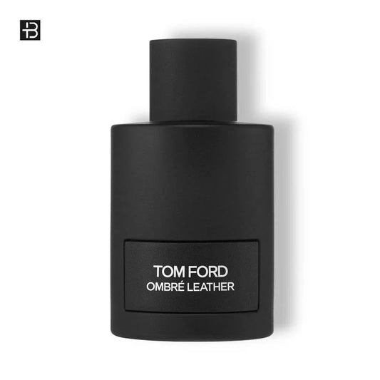 Schwarzer Flakon Tom Ford Ombré Leather Luxusparfum für Damen und Herren auf weißem Hintergrund