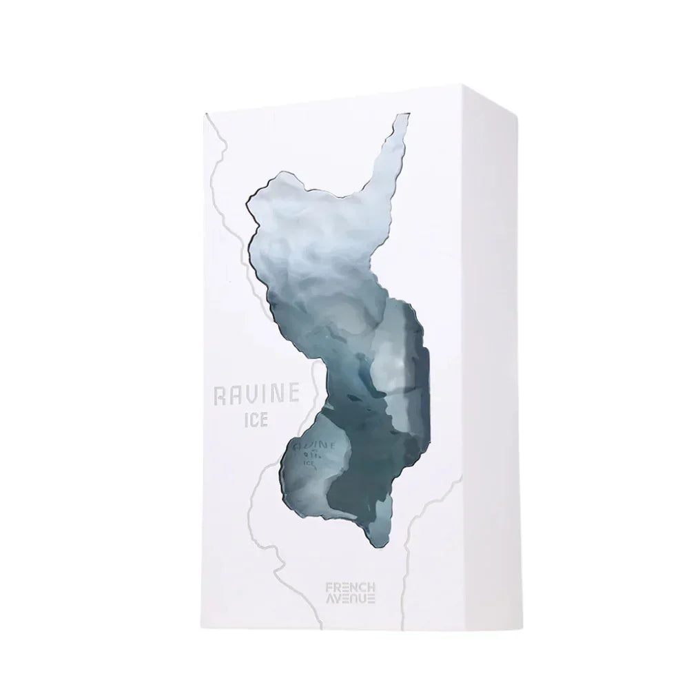 Parfümverpackung Ravine Ice mit modernem, eisigem Design und elegantem Look, Unisex Duft