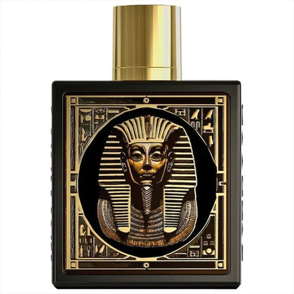 Luxus Parfum Flakon mit ägyptischem Pharao-Design, goldener Verschluss, edler Unisex-Duft
