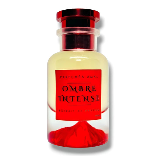 Parfumes Amal Ombre Intense Extrait de Parfum Flakon mit rotem Verschluss und roter Basis