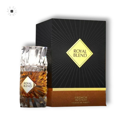 Luxus Eau de Parfum Royal Blend in elegantem Flakon mit dekorativer Verpackung.