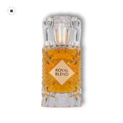 Luxusparfum Royal Blend in elegantem, kristallklarem Flakon mit goldgelber Duftflüssigkeit