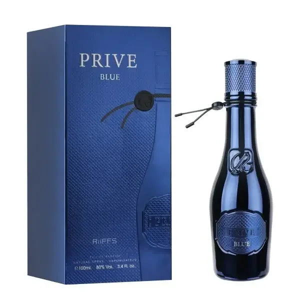 Luxuriöses Parfum PRIVE BLUE in eleganter, blauer Flasche mit passender Box, 100 ml