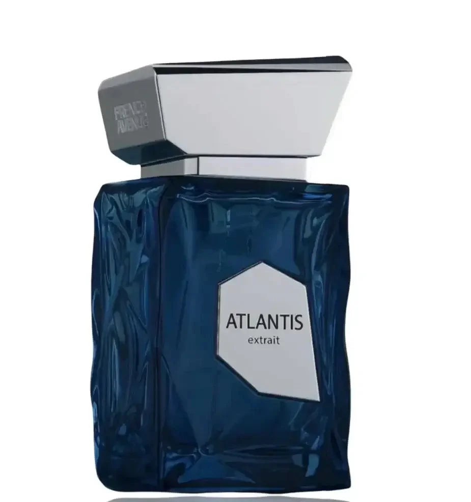 Luxusparfum Flakon Atlantis Extrait in elegantem, tiefblauem Glas mit silbernem Verschluss