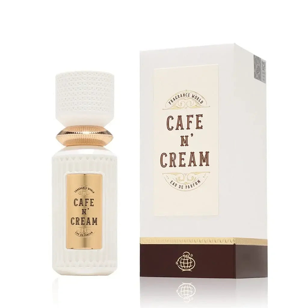 Luxusparfum Flakon und Verpackung Cafe n' Cream, elegantes Design, Unisex Duft