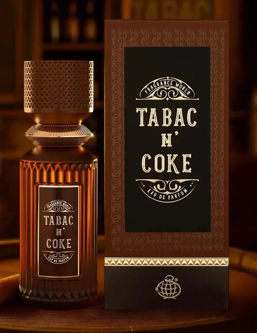 Luxuriöses Herrenparfum Tabac N' Coke Eau de Parfum Flakon und Verpackung in Braun