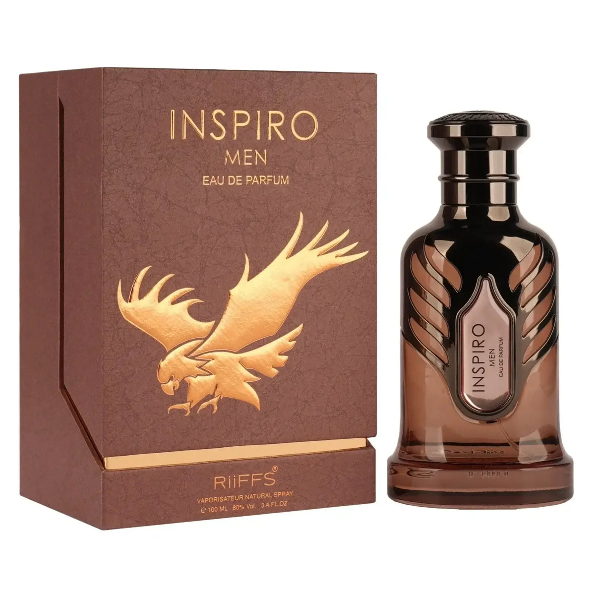 Luxus Herrenparfum Inspiro Men Eau de Parfum mit edler Verpackung in Braun und Gold