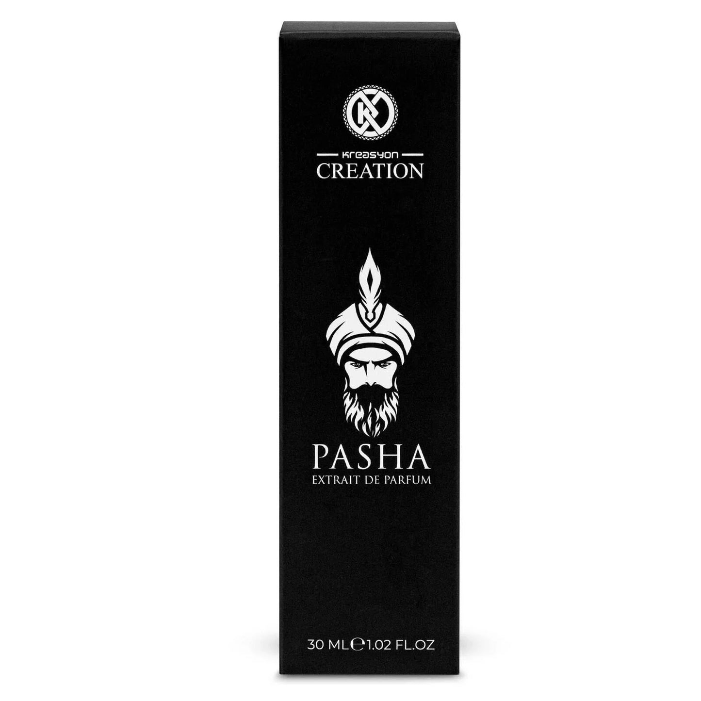 Schwarze Parfumverpackung Pasha Extrait de Parfum 30 ml mit maskulinem Design