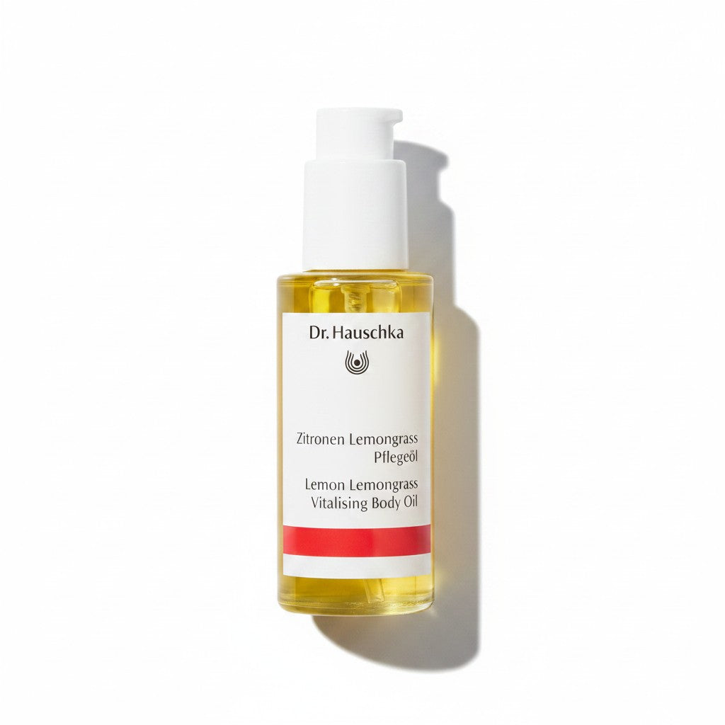 Dr. Hauschka Lemon Lemongrass Vitalising Body Oil firms and refreshes