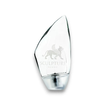 Eleganter Herrenparfum-Flakon Sculpture Eau de Toilette mit transparentem, modernem Design