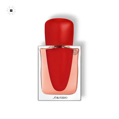 Luxuriöser Damenparfum-Flakon, transparentes Glas mit rotem Design und auffälligem Verschluss