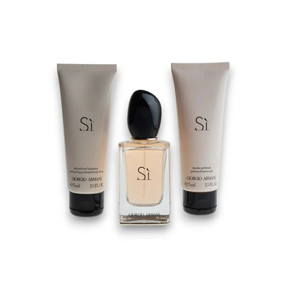 Sì Duftset mit Eau de Parfum, Bodylotion und Duschgel für Damen, elegante Präsentation