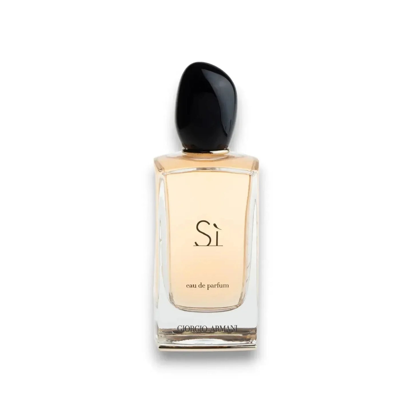 Si eau de parfum Flakon mit schwarzem Verschluss, exklusives Damenparfum auf weißem Hintergrund