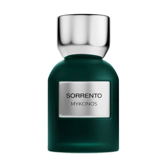 Mykonos Sorrento Extrait de Parfum in dunkelgrünem Flakon mit silbernem Verschluss