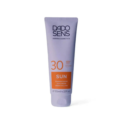 Dado Sens Sonnencreme LSF 30 für empfindliche Haut, 125 ml Tube, weiß-orange Design