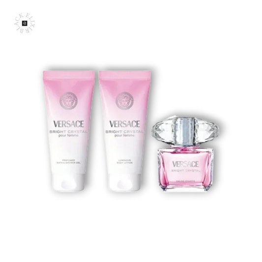 Versace Bright Crystal Damen Duftset mit Parfüm, Bodylotion und Duschgel, rosa Design